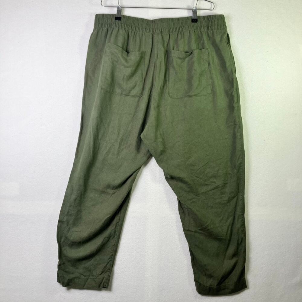 Old Navy Linen Boho High Rise Pants XL Army Green Lagenlook Coastal - Picture 3 of 8